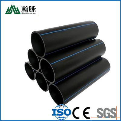 Tamaño personalizado Tubos de suministro de agua HDPE espesor 2,3 mm-117,6 mm Azul o negro con franja azul