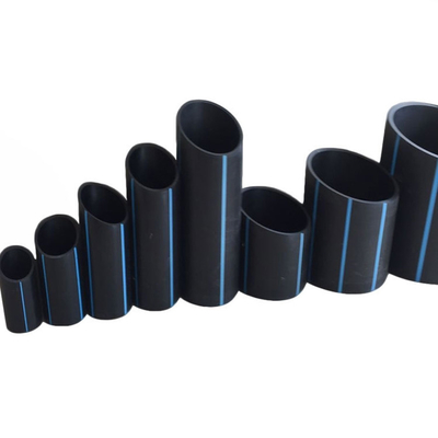 Tubos de suministro de agua de PE HDPE Azul o negro con franja azul para el suministro de agua y el drenaje con franja azul PE