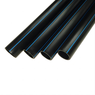 Tubos de suministro de agua de PE HDPE Azul o negro con franja azul para el suministro de agua y el drenaje con franja azul PE
